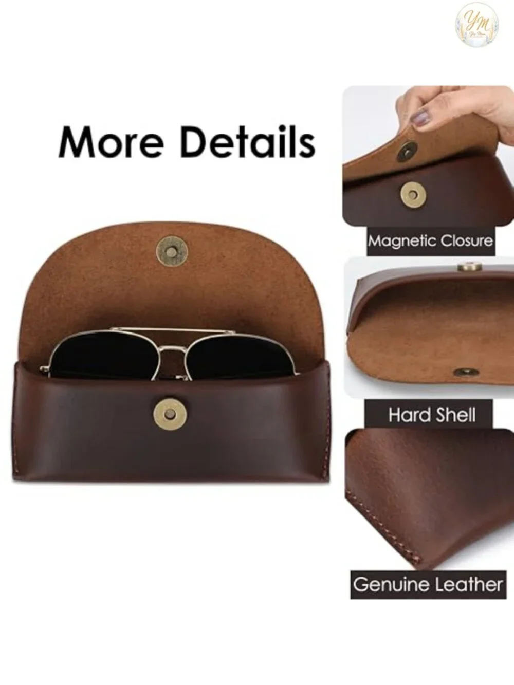 Genuine Leather Eyeglass Case Sunglasses Holder Vintage Eyewear Storage
